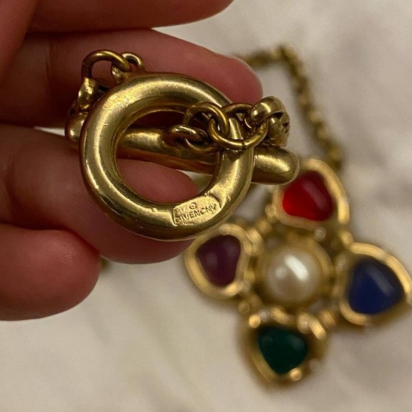 Vintage Givenchy Chameau et Chameau Gripoix Glass Heart Necklace - Picture 5 of 5